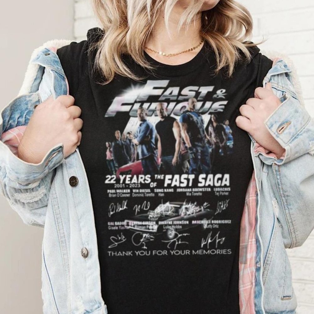 22 Years Of 2001 2023 The Fast Saga Thank You For The Memories Fan T-Shirt